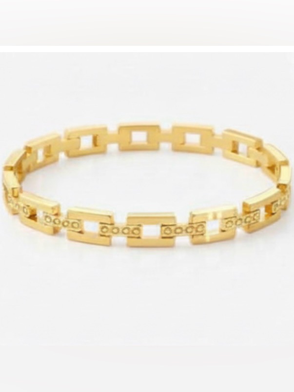 Gold Link Bracelet Rhinestone Bar Minimal Designer Inspired Waterproof